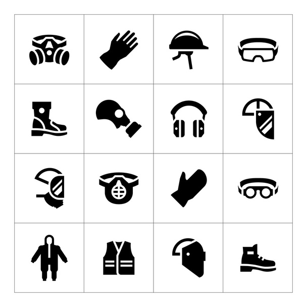 Symbole der persönlichen Schutzausrüstung setzen - Vektor, Bild