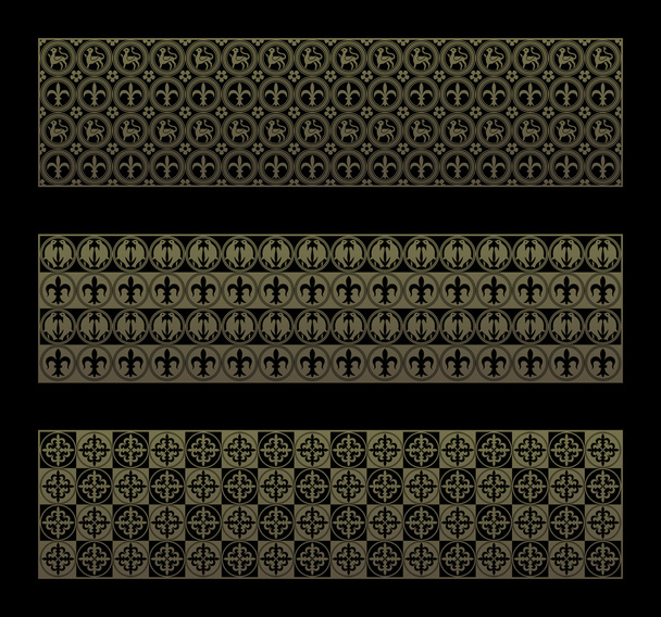 Gold seamless pattern with royal elements in a gothic style. - Vektor, obrázek