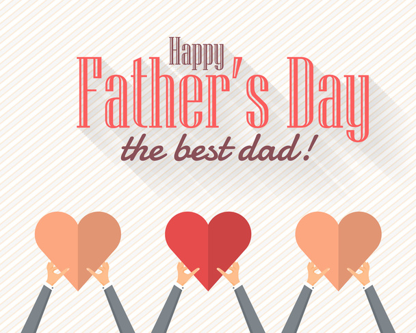 Happy Father's Day Vector Design. Announcement and Celebration Message Poster, Flyer. Heart Symbol Hold Hands Template - Vector, Image