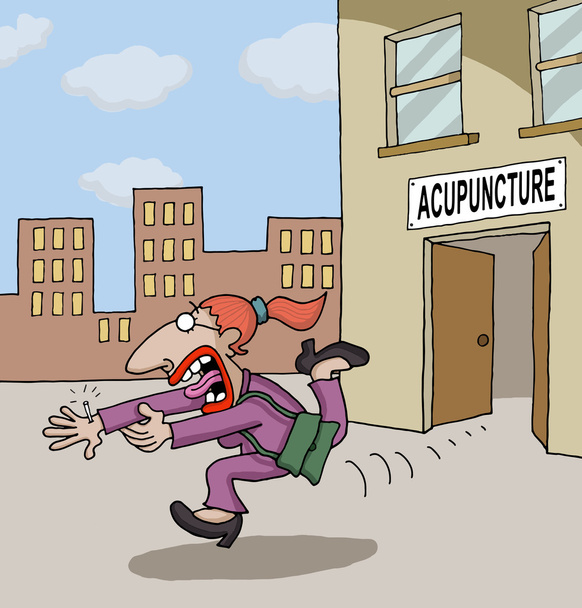 conceptuele cartoon over acupunctuur - Vector, afbeelding