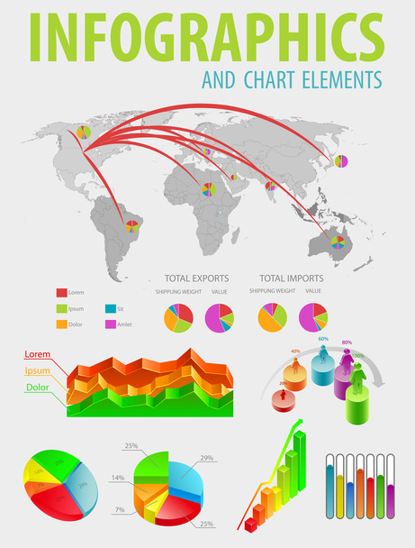 Infographic and charts elements. - Вектор,изображение