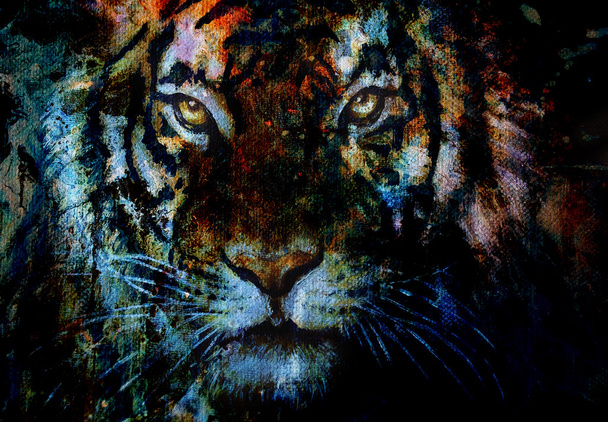 collage de tigre sur fond abstrait de couleur, structure de rouille, animaux sauvages
 - Photo, image