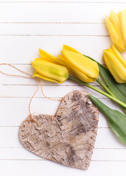 Tulips and decorative heart - Fotografie, Obrázek