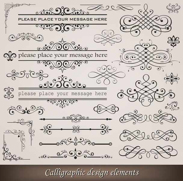 Kalligrafische Elemente und Seitendekoration - Vektor, Bild