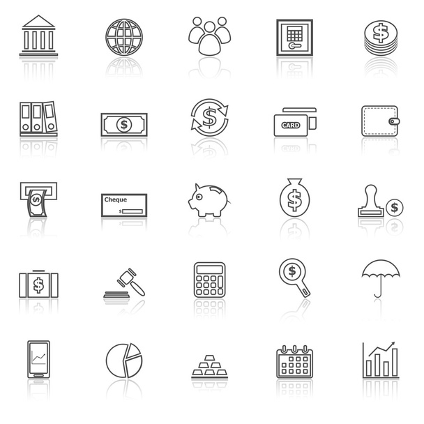 Bankleitungssymbole mit Reflex auf Weiß - Vektor, Bild