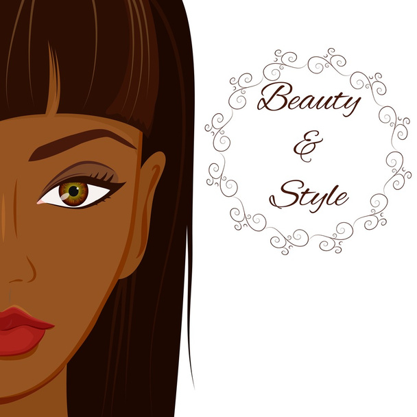 Attractive woman with dark skin. Beautiful african woman make up - Vector, afbeelding