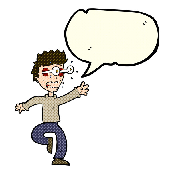 cartoon terrified man with eyes popping out with speech bubble - Vector, Image
