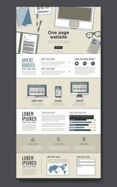 modern one page website design template  - Vektor, Bild