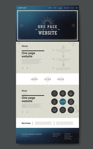 trendy one page website design template - ベクター画像