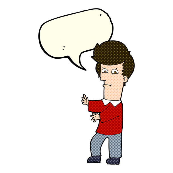 rajzfilm férfi gesztikulál vadul beszéd buborék - Vektor, kép
