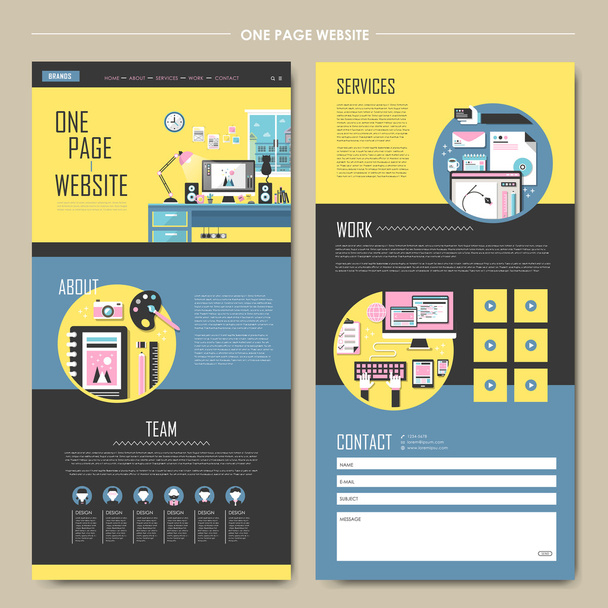design process concept one page website design - Vektor, obrázek