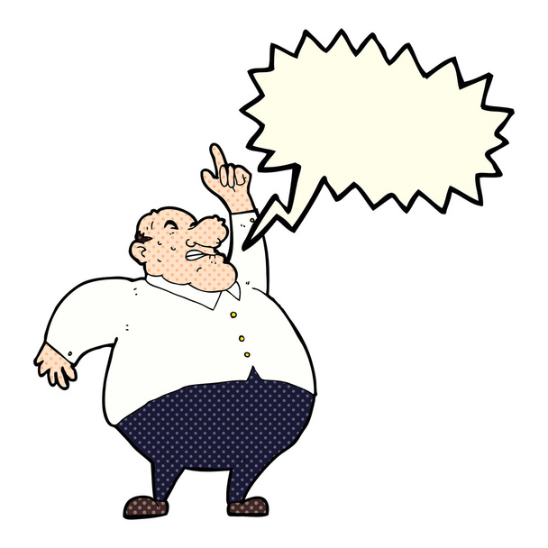 dibujos animados gran jefe gordo con burbuja de habla
 - Vector, imagen