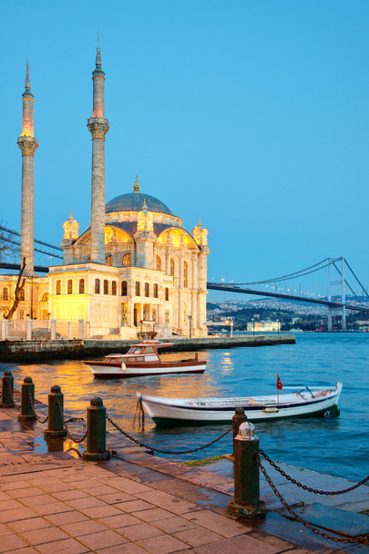 Istanbul, Turkey: Ortaköy Mosque with Bosporus Bridge - Photo, Image
