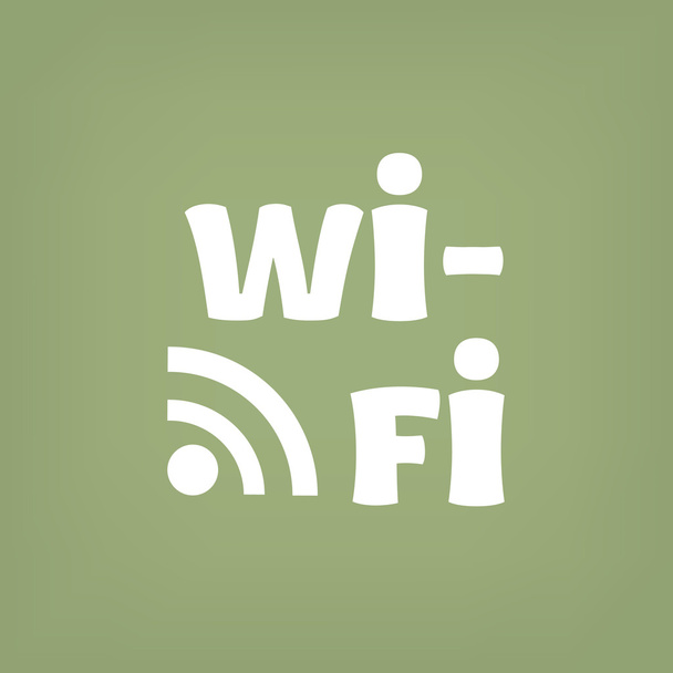 Надпись Wi-Fi со значком волны
 - Вектор,изображение