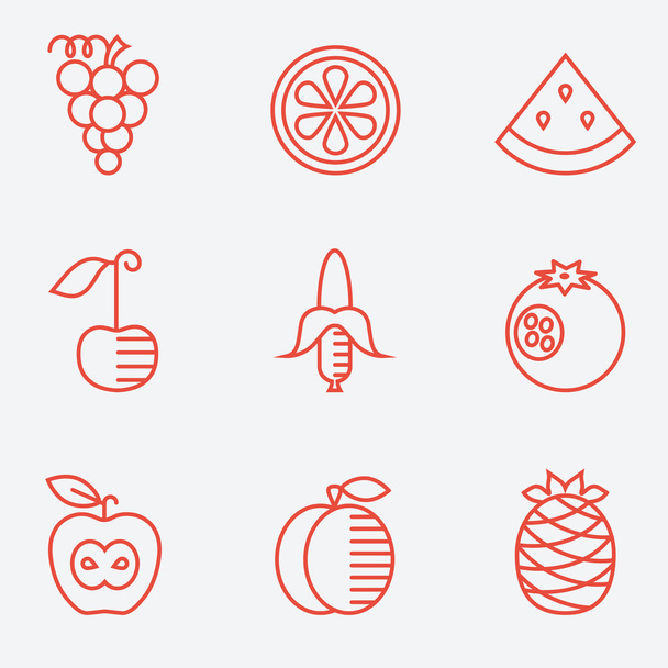 Conjunto de ícones de frutas
 - Vetor, Imagem