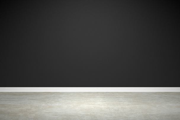 Blank black wall and concrete floor - Foto, imagen