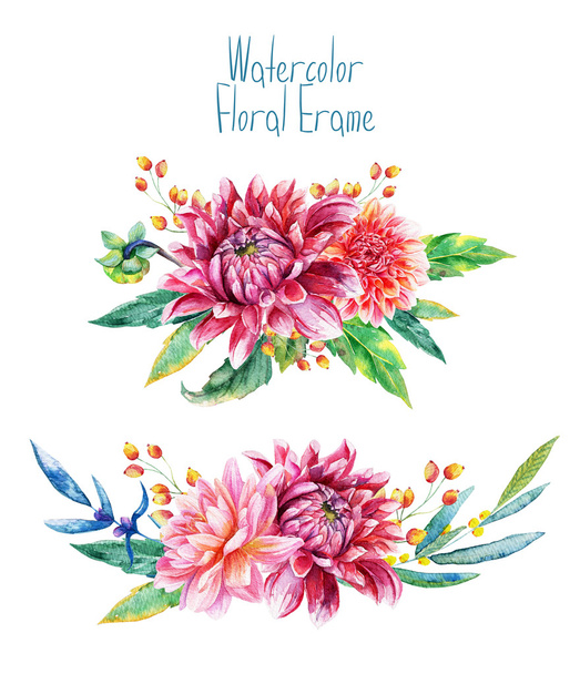 Set of floral elements for design. Bouquet of dahlias.  - Photo, Image
