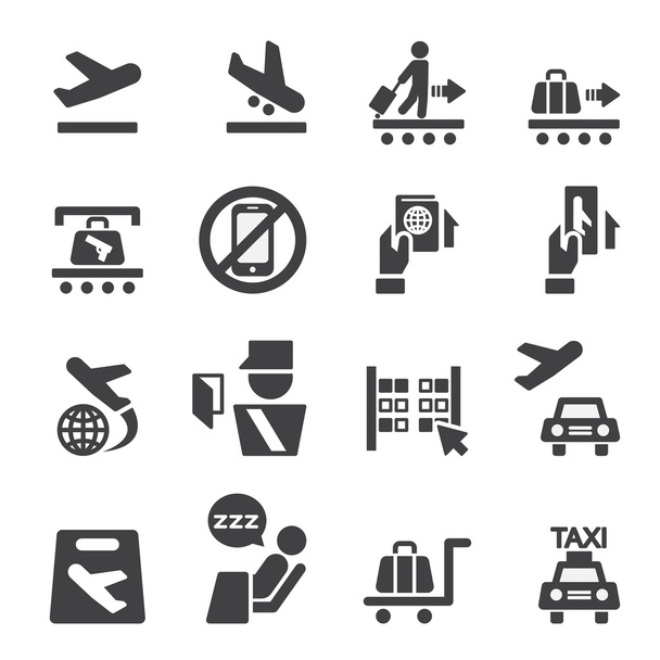 airport icon set - Vetor, Imagem