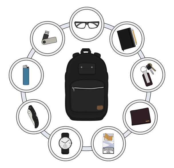 Every day carry man items collection - Vector, imagen