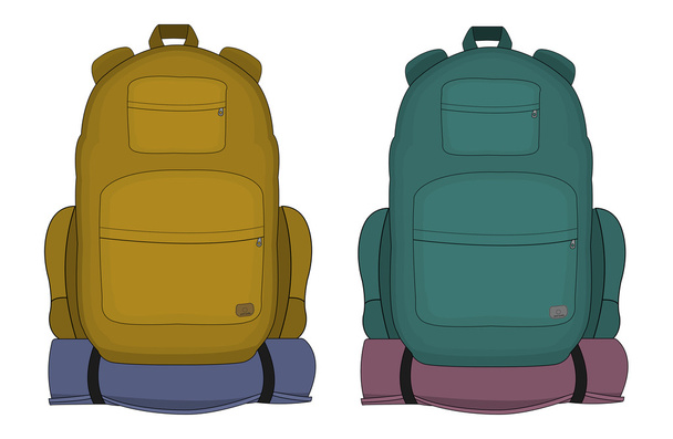 Travel backpacks with mattress - Vector, imagen