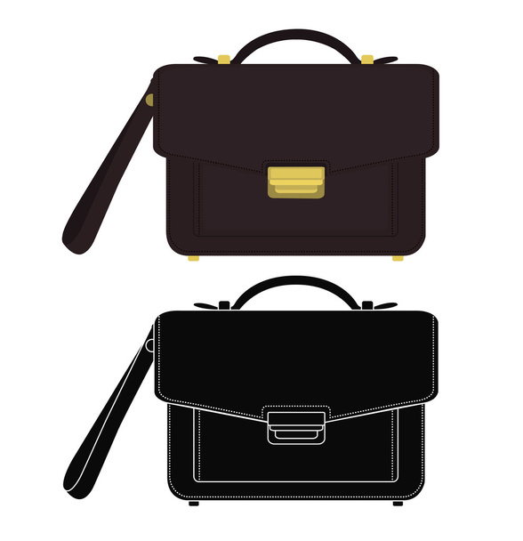 Businessman leather hand bag. - Вектор,изображение
