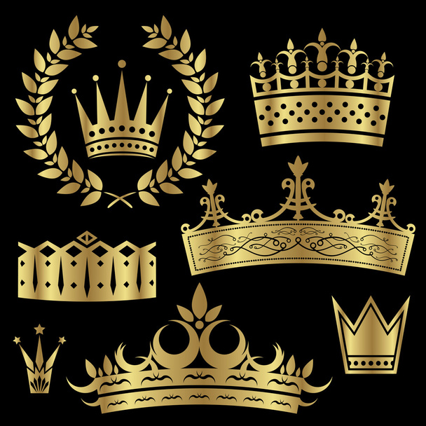 Gold Crowns Set - Vettoriali, immagini