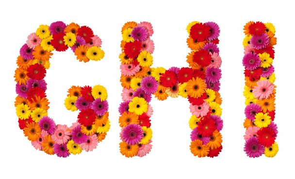 Carta G H I - alfabeto floral isolado sobre branco
 - Foto, Imagem