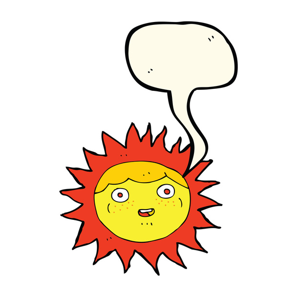 Sonne Cartoon-Figur mit Sprechblase - Vektor, Bild