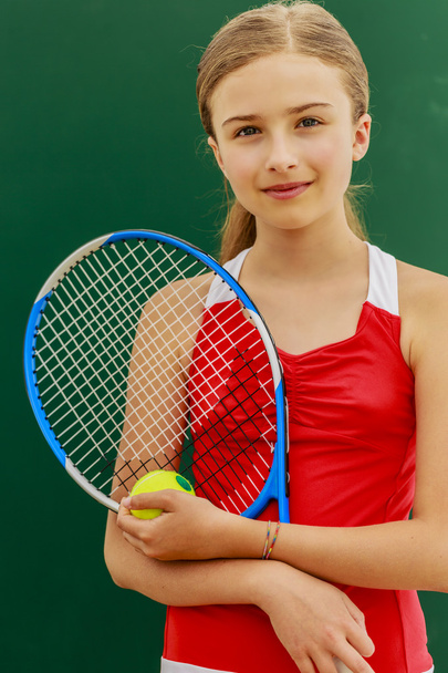 Tennis - beautiful young girl tennis player - Foto, Imagen