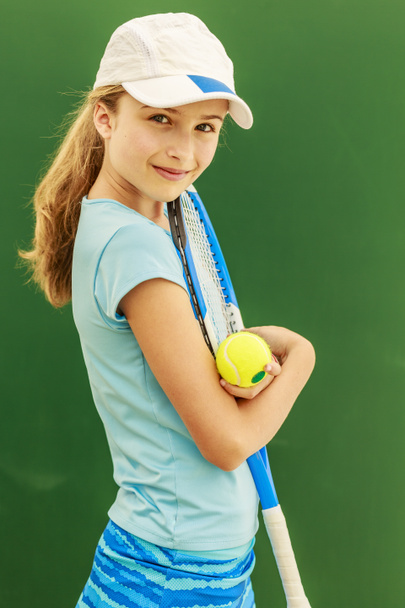 tenis - piękna, młoda dziewczyna tenisista - Zdjęcie, obraz