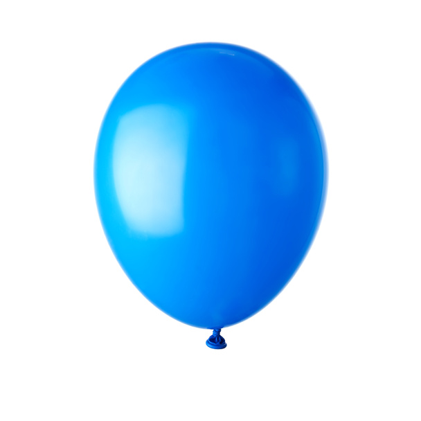 Single blue balloon isolated on white - Foto, imagen