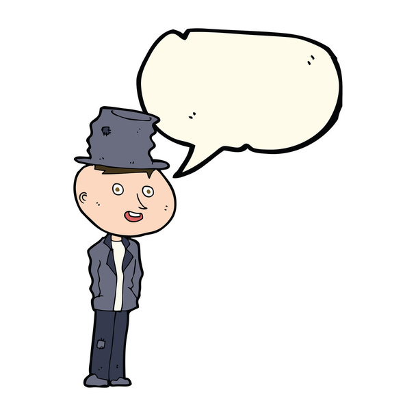 Мультфильм смешной бродяга с мыльным пузырем речи
 - Вектор,изображение