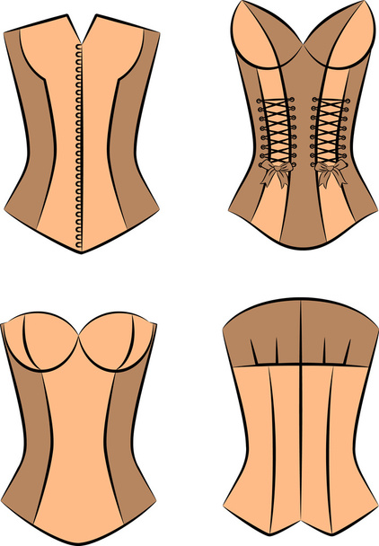 Vintage corsets on ornament background. - Vector, afbeelding