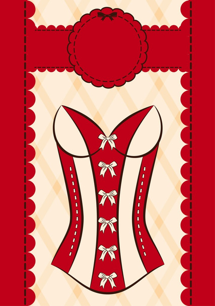 Vintage corsets on ornament background. - Vettoriali, immagini