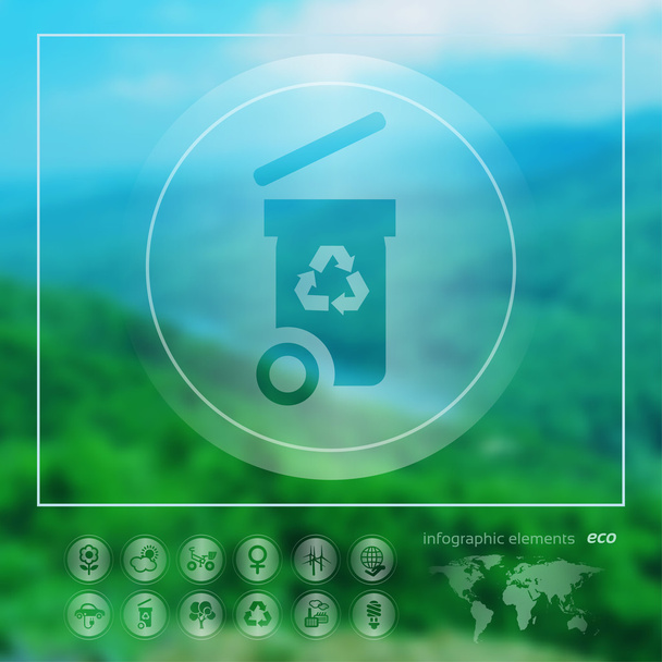 Ecology icon on the blurred background - Vector, Image