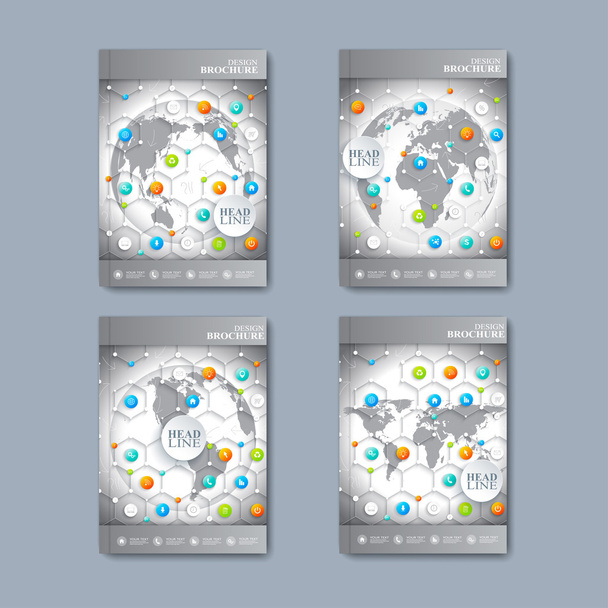 Modern vector set of brochures in the  infographics style for your design  - Vektor, obrázek