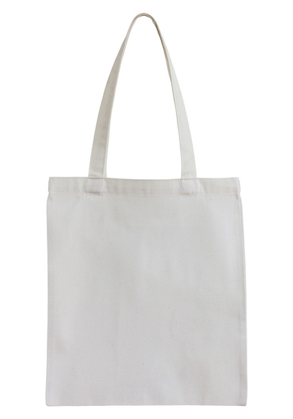 Bolso de tela blanco aislado en blanco con camino de recorte - Foto, Imagen