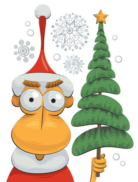 Santa Claus and Christmas tree - Vector, Image