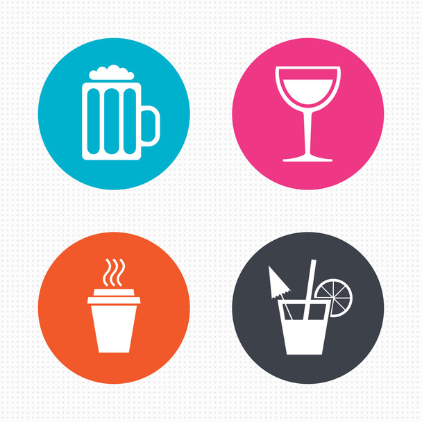 Coffee cup, glass of beer icons. - Vecteur, image