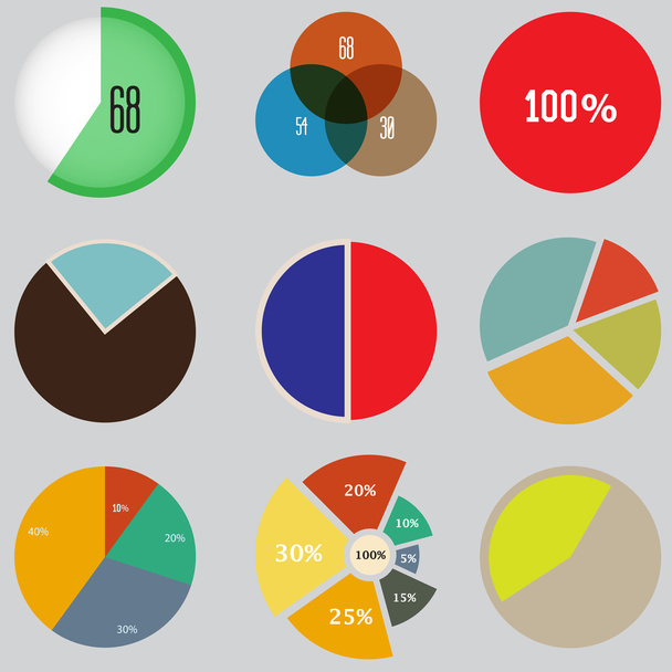 Elementos infográficos, ícono de conjunto de gráfico circular, elementos de negocio y estadísticas
 - Vector, imagen