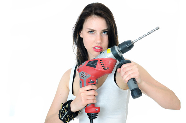 Girl with driller - Photo, image