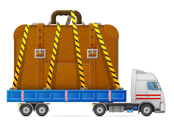 Road transportation of suitcase - Vector, Image
