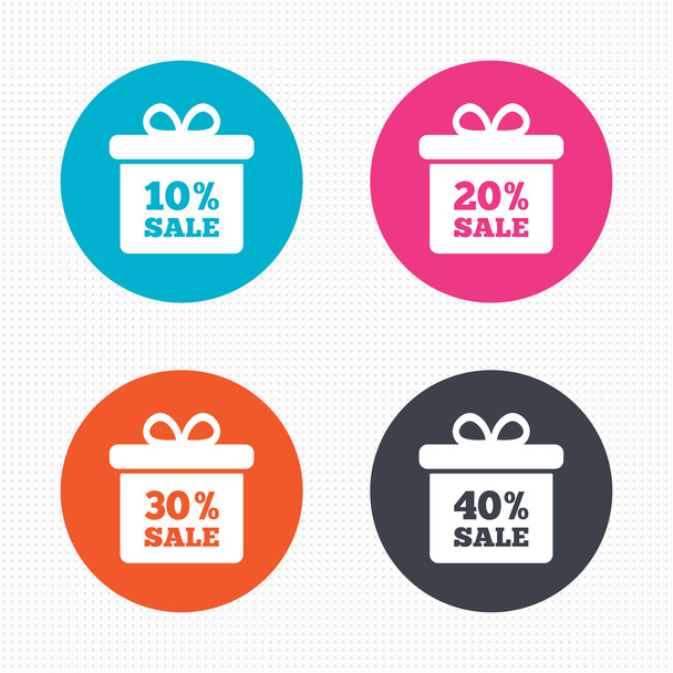 Sale gift box tag icons. - Вектор,изображение