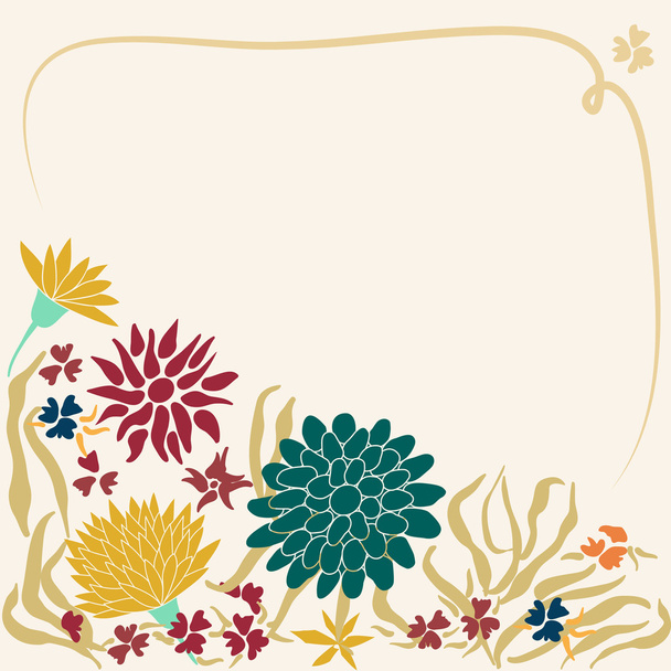 Square with flowers and frame and copy space - Vector, afbeelding