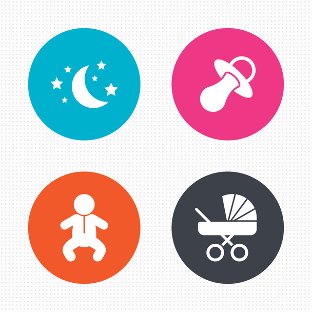 Moon and stars. Baby infant icons - Vector, Image