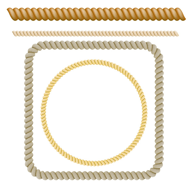 Set of decorative elements of the rope. Vector illustration - Vetor, Imagem