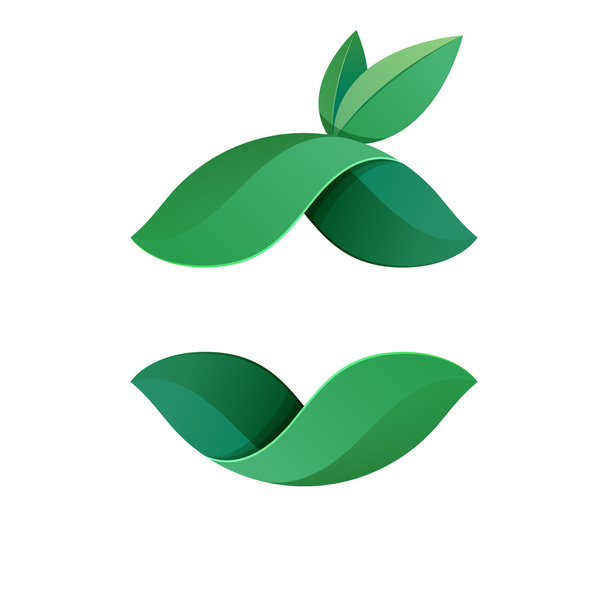丸い緑の葉を抽象的なロゴ - ベクター画像