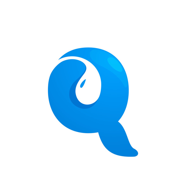 Q letra agua gota logo
 - Vector, Imagen