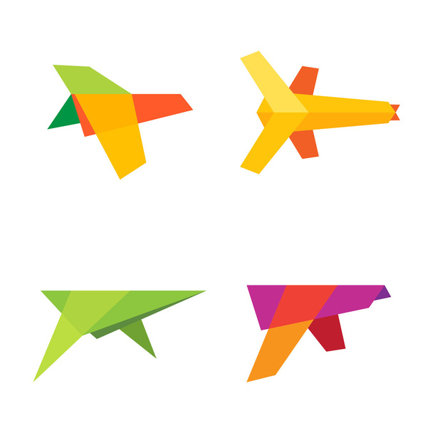Paper origami airplane, bird, spaceship - Vektor, kép
