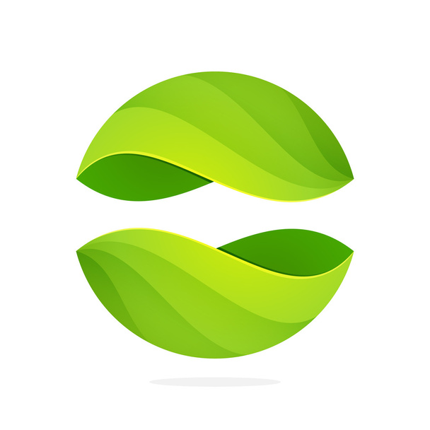 Abstract green leaf sphere logo. - Vettoriali, immagini